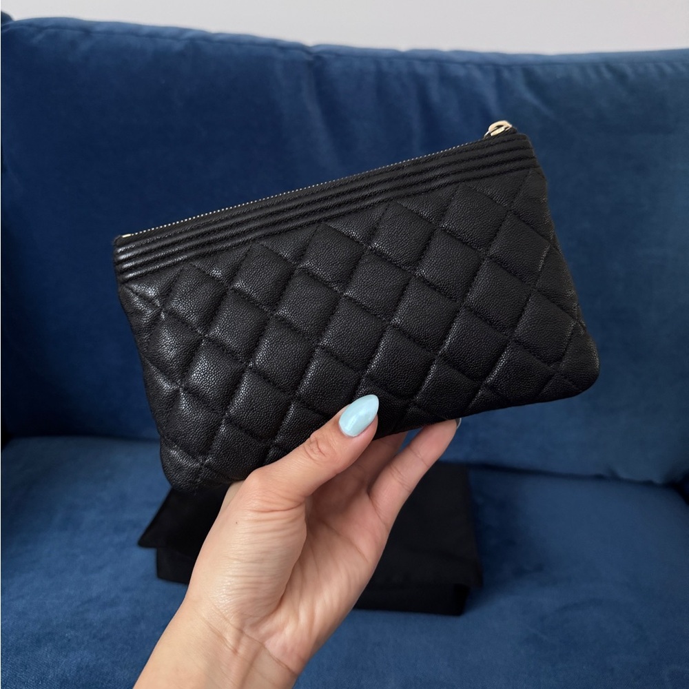 CHANEL Caviar Quilted Small Boy Pouch Case Black - Picture 5 of 9
